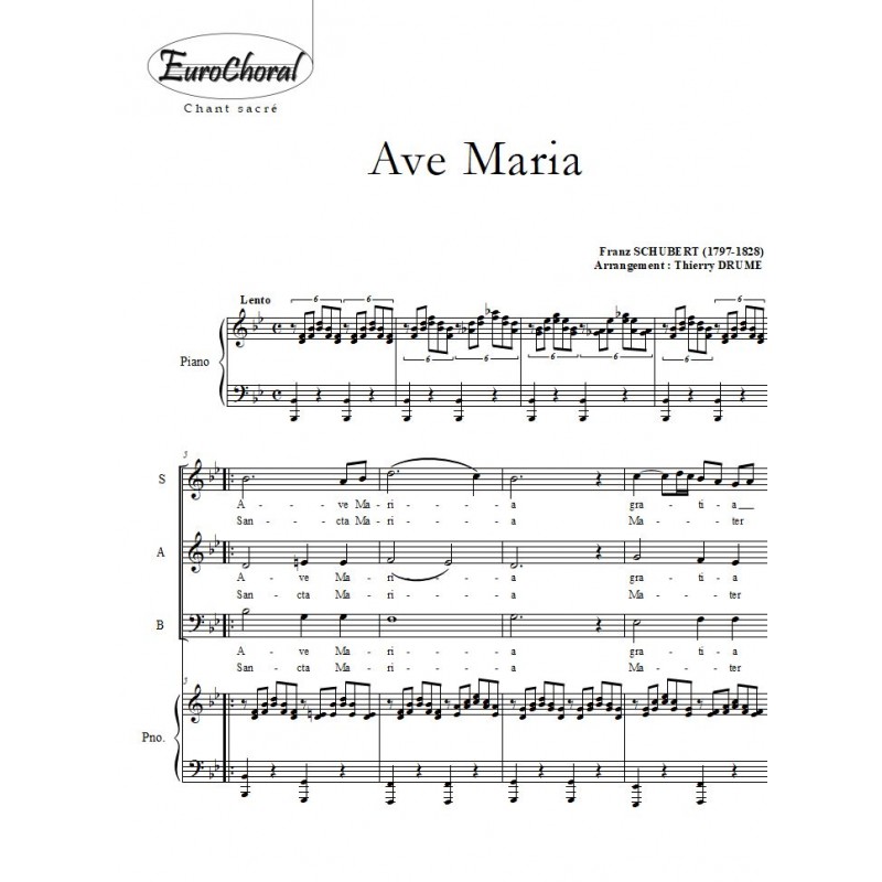 Ave Maria (Schubert) - Partition de Piano à télécharger