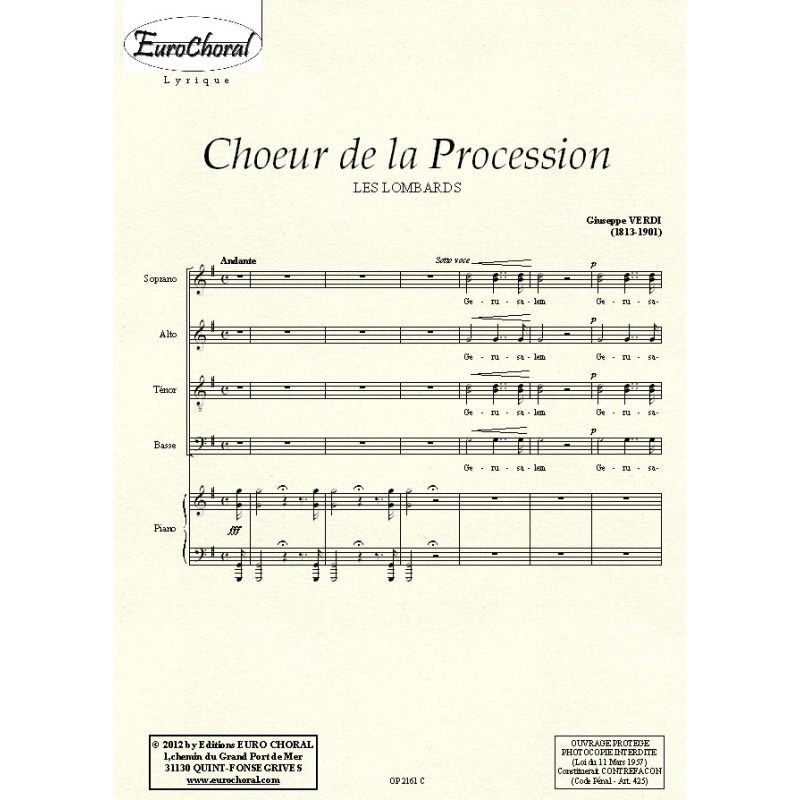 CHOEUR DE LA PROCESSION (Les Lombards) (Conducteur)