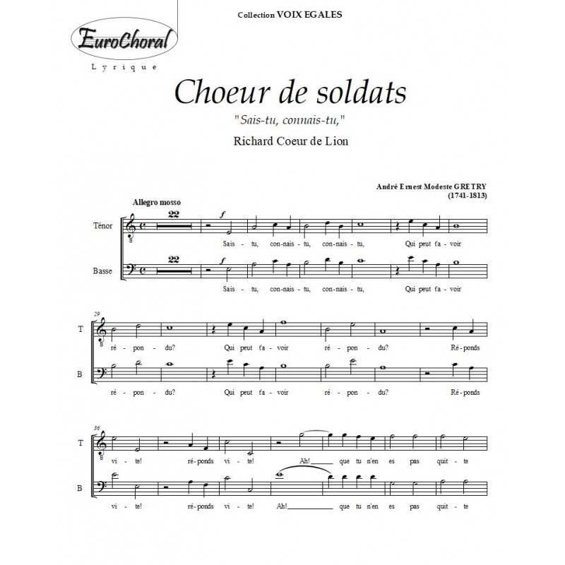 CHOEUR DE SOLDATS (A.E.M Grétry)