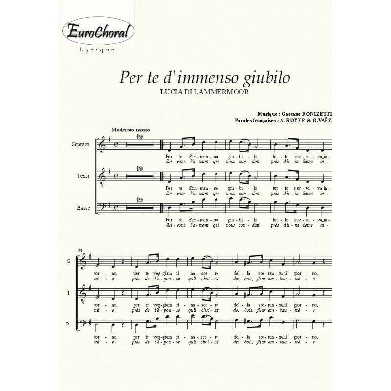 PER TE D\'IMMENSO GIUBILO (Lucia di Lammermoor) (Choeur)