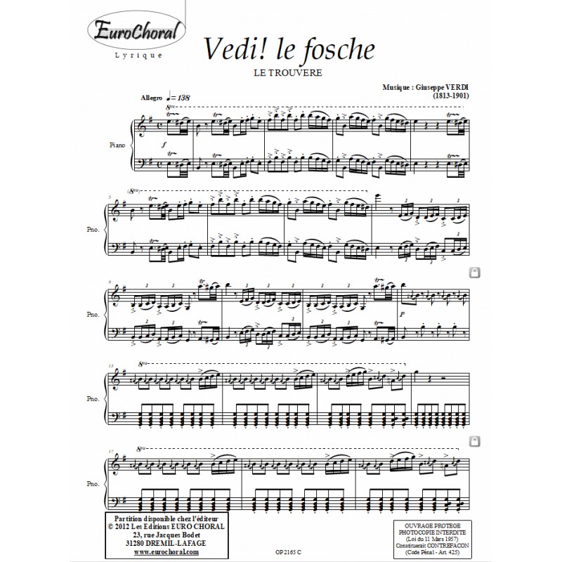 VEDI! LE FOSCHE (Le Trouvère) (Conducteur)