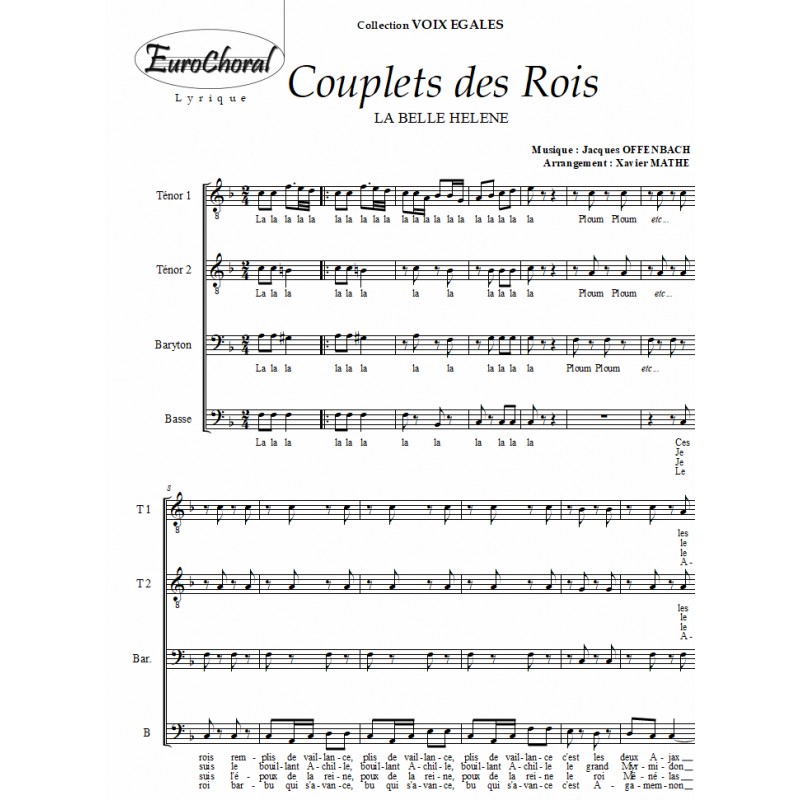 COUPLETS DES ROIS (La belle Hélène)